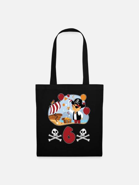 6 ans de pirate anniversaire enfant cadeau - Sac en tissu - noir