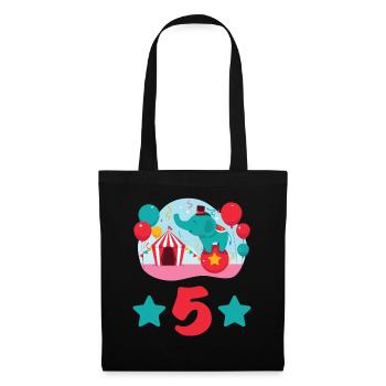 5 years elephant circus children's birthday gift - Tote Bag - black - Front
