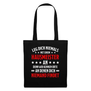 Hausmeister Lustiger Spruch Handwerker Geschenk - Stoffbeutel - Schwarz - Vorne