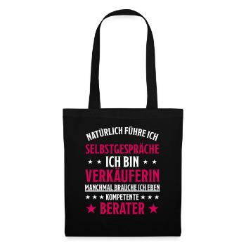 Verkäuferin Einzelhandel Lustiger Spruch Geschenk - Stoffbeutel - Schwarz - Vorne
