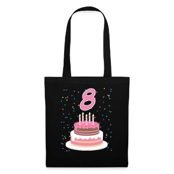 8 ans gâteau gâteau anniversaire anniversaire cadeau - Sac en tissu - noir - Devant