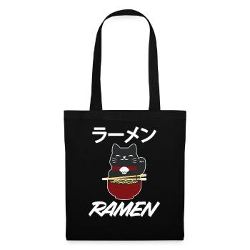 Ramen Manga Cat Anime Nouilles Cadeau Japonais - Sac en tissu - noir - Devant