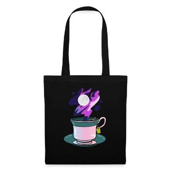 Space Moon Tea Drinking Tea Lover - Stoffbeutel - Schwarz - Vorne