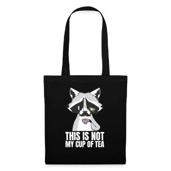 Not My Cup Of Tea Raccoon Lustiges Tee - Stoffbeutel - Schwarz - Vorne