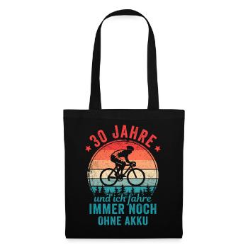 Radfahrer 30. Geburtstag Fahrrad ohne Akku - Stoffbeutel - Schwarz - Vorne