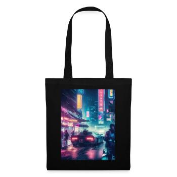 Retro Reverie: Vintage Car in a Rainy - Tote Bag - black - Front