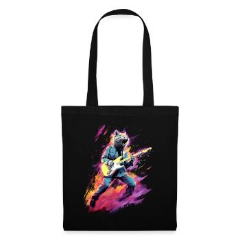 Guitar Playing Cat Rock - Tote Bag - black - Front