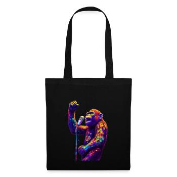 Singe chanteur avec microphone - Sac en tissu - noir - Devant