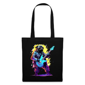 Bass playing dog - Tote Bag - black - Front