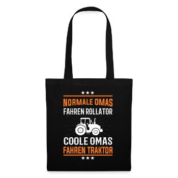 Coole Omas fahren Traktor Design - Stoffbeutel - Schwarz - Vorne
