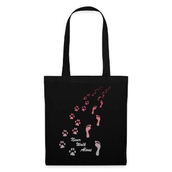 Hundedesign mit Never Walk Alone Hundegrafik - Stoffbeutel - Schwarz - Vorne
