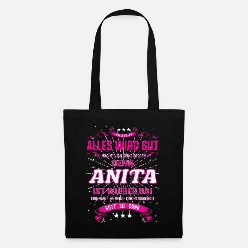 Alles wird gut denn Anita Ist da Outfit - Stoffbeutel - Schwarz