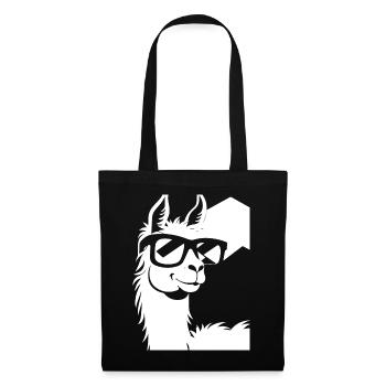Lustiges Alpaka mit Sonnenbrille Coole Alpakas - Stoffbeutel - Schwarz - Vorne