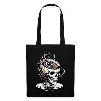 Coffee Skull // Totenkopf Kaffee // Koffein FS0116 - Stoffbeutel - Schwarz - Vorne