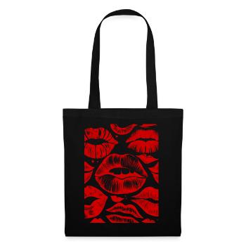 Bold Red Lips Pattern Stylish Art Sensual Lipstick - Tote Bag - black - Front