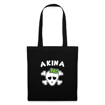 Piratin Akina Design für Mädchen und Frauen - Stoffbeutel - Schwarz - Vorne