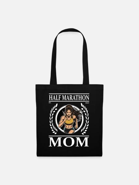 Halbmarathon Mutter – Stolz, stark, ausdauernd! - Stoffbeutel - Schwarz