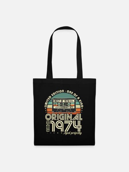 1974 Jahrgang geboren Geburtstag Geschenk - Stoffbeutel - Schwarz