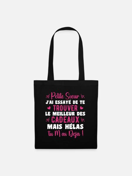 Kleine Schwester Geschenk Lustiges Zitat - Stoffbeutel - Schwarz