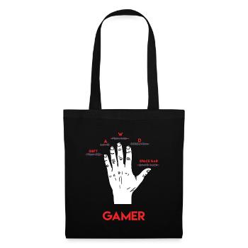Gamer Shirt- Gamers Hand Back - Stoffbeutel - Schwarz - Vorne