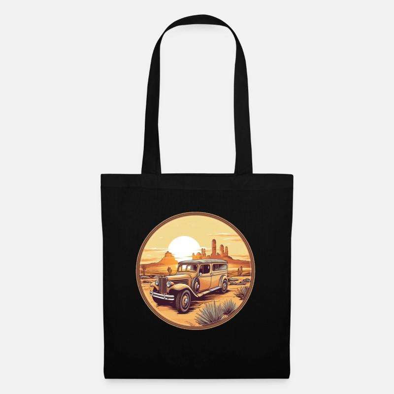 Oldtimer dans le désert - Sac en tissu - noir