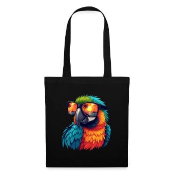 Perroquet avec des lunettes de soleil - Sac en tissu - noir - Devant