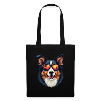 Berger australien portant des lunettes de soleil - Sac en tissu - noir - Devant