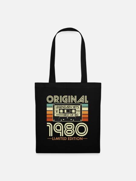 Original 1980 Jahrgang Vintage Geburtstag Retro - Stoffbeutel - Schwarz