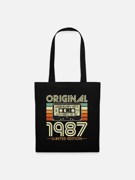 Original 1987 Jahrgang Vintage Geburtstag Retro - Stoffbeutel - Schwarz