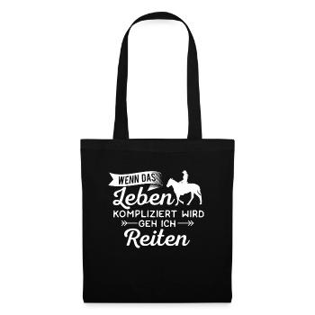Pferd Pferde Reiten Galopp Leben - Stoffbeutel - Schwarz - Vorne
