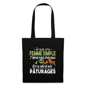 Cheval Poney Equestre Chevaux Cadeau Pâturage - Sac en tissu - noir - Devant