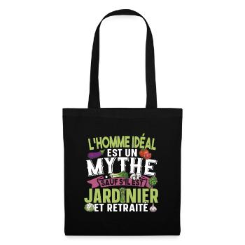 Jardinier Retraité Papy Retraite Cadeau Jardinage - Sac en tissu - noir - Devant