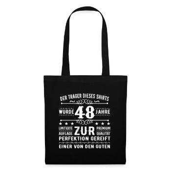 48 Jahre Geschenkidee zum 48 - Geburtstag - Stoffbeutel - Schwarz - Vorne