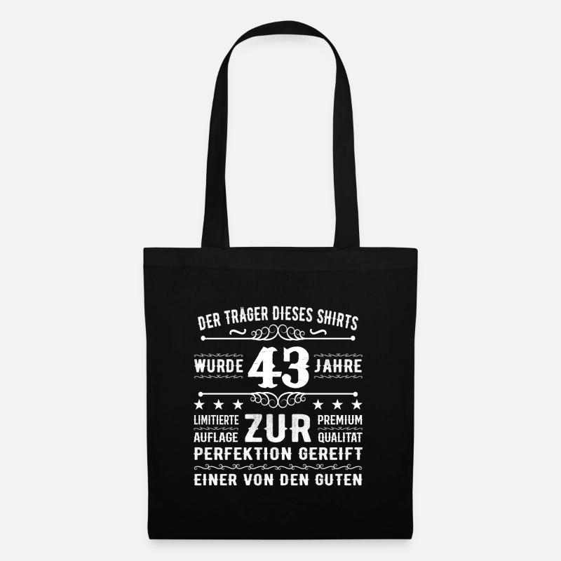 43 Jahre Geschenkidee zum 43 - Geburtstag - Stoffbeutel - Schwarz