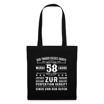 58 Jahre Geschenkidee zum 58 - Geburtstag - Stoffbeutel - Schwarz - Vorne