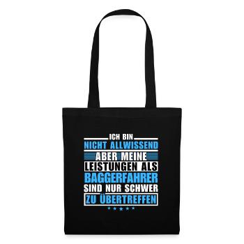 Unrivalled performance as an excavator operator - Tote Bag - black - Front