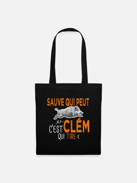 c'est Clém qui tire Humour Chaseur Clément - Sac en tissu - noir