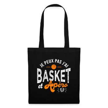 je peux pas j ai basket et apéro Humour basketball - Sac en tissu - noir - Devant