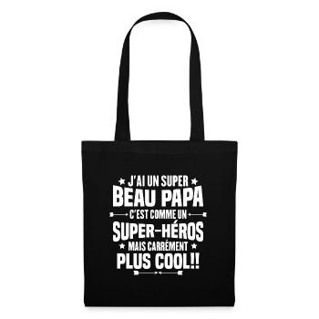 Super beau-papa c'est comme un super héros - Sac en tissu - noir - Devant