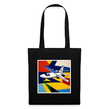 Flugzeug als Kunst auf dem T-shirt - Stoffbeutel - Schwarz - Vorne