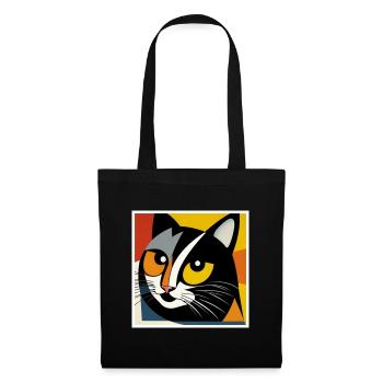 Chat comme art sur le T-shirt - Sac en tissu - noir - Devant