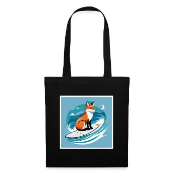 Fox on the surfboard in the sea - Tote Bag - black - Front