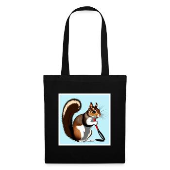 Squirrel with a tennis racket - Tote Bag - black - Front