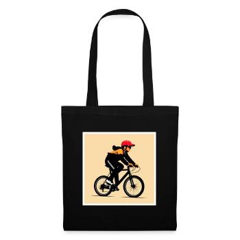 Mann fährt mit dem Fahrrad - Stoffbeutel - Schwarz - Vorne