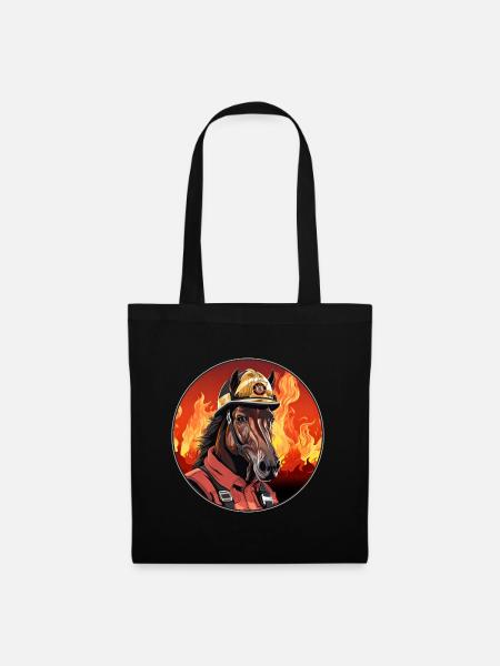 Pferde Feuerwehr / Feuerwehrmann Pferd - Stoffbeutel - Schwarz