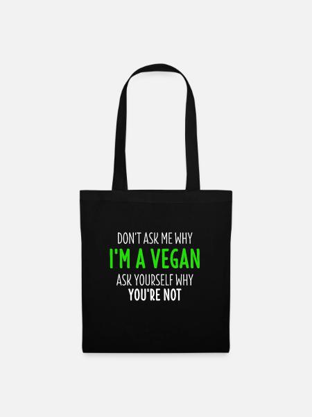 Vegan TShirt Veganerin Veganer Umwelt Geschenk - Stoffbeutel - Schwarz