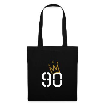 90. Geburtstag 90 Krone Oma Opa Geschenk - Stoffbeutel - Schwarz - Vorne