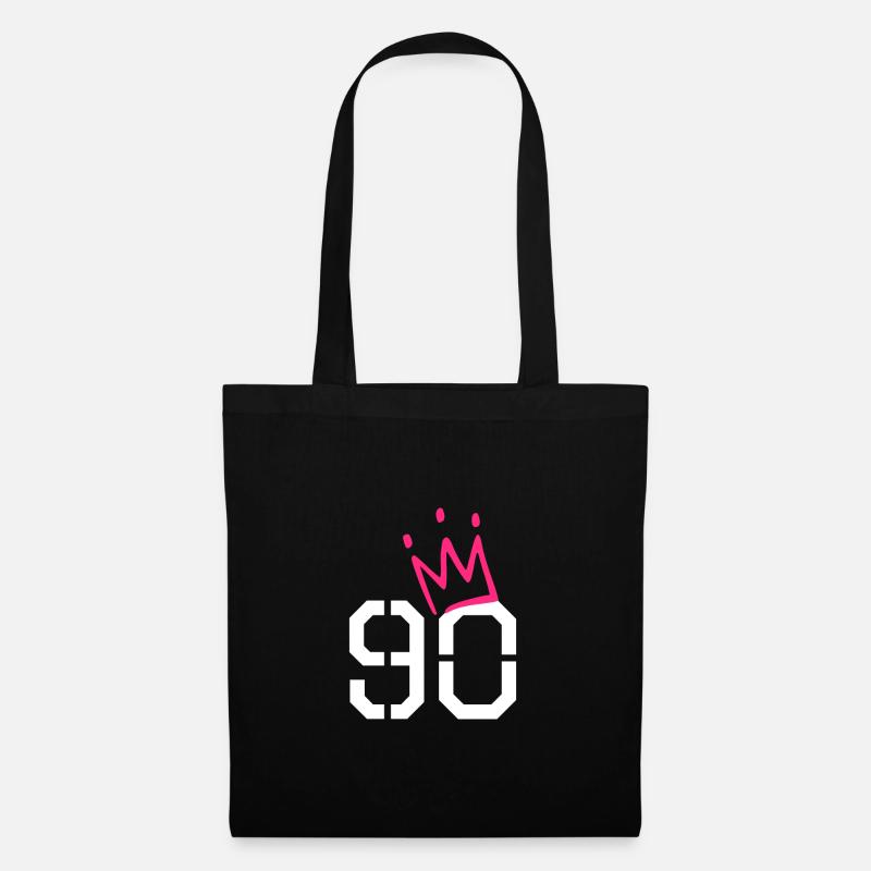 90 Krone - 90. Geburtstag - Geschenk - Stoffbeutel - Schwarz