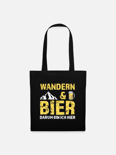 Wandern Bier Berg Geschenk - Stoffbeutel - Schwarz