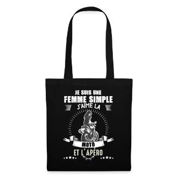 Femme Moto Humour Motarde De Caractere Apéro - Sac en tissu - noir - Devant